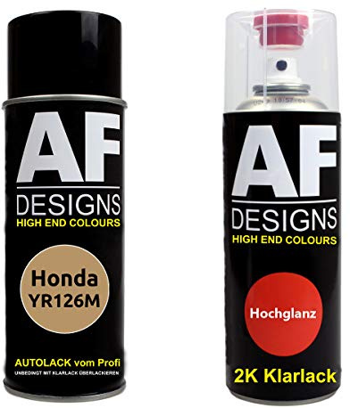 Spraydose Set für Honda YR126 m Sunflash Gold | Autolack-Spraydosen-Set für Honda Farbcode: YR126 m Sunflash Gold Metallic