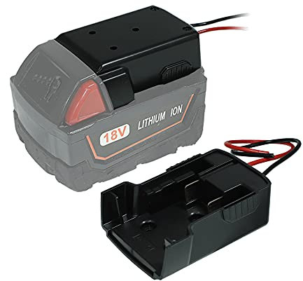 Battery Adapter Power Wheels Adaptor for Milwaukee 49-24-2371 M18 18V Battery Power Mount Dock Power Connector Holder with 14 Gauge Wire for Robotics DIY Cars Modify Cordless Light Power Source