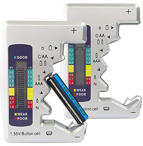 tka Köbele Akkutechnik Batterietester Digital: 2er Pack Kompakter Multi-Batterietester mit LCD-Display (Knopfzellen Batterietester, Batterietester kaufen, Messer)