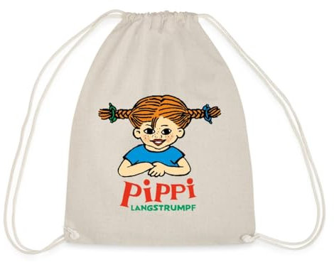 Spreadshirt Pippi Langstrumpf Logo Turnbeutel, One size, Natur