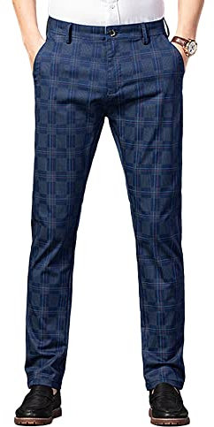 Yukirtiq Chino Pantalon pour Homme Classique Chino Pantalon Extensible Pantalon de Jogging Été À Carreaux Slim