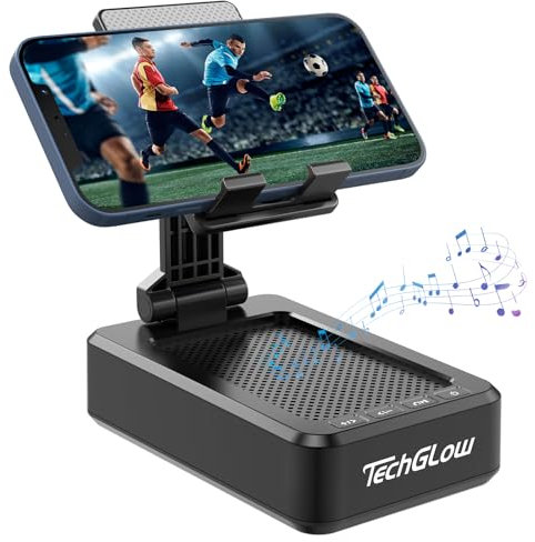 TechGlow Gifts for Men and Women - Portable Phone Stand Speakers Bluetooth Wireless,Cool Kitchen Gadgets for Men,Birthday,Christmas Stocking Stuffers for Women Men Mom Her Him,Phone Holder for Desk