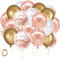 Luftballons Rosegold Gold Weiß UNOEYSAT 60 Stück 30cm Helium Latex Ballons Rosegold Konfetti Luftballons Gold Metallic Ballon Set als Mädchen Frauen Geburtstag Hochzeit Verlobung Party Deko