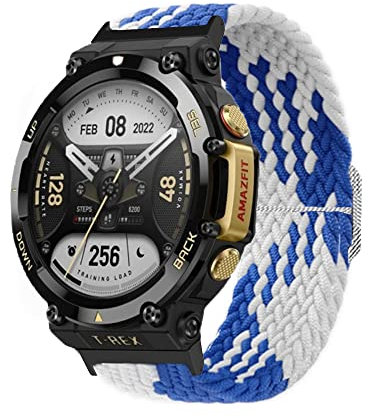 Feysentoe Cinturino per Amazfit T-Rex 2 Cinturino di Ricambio. (blu e bianco)