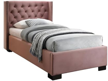 Polsterbett - 90 x 200 cm - Samt - Rosa - MASSIMO