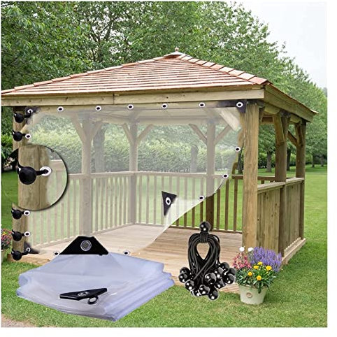 Telo Esterno con Occhielli, Pannelli Laterali Della Pergola Tende In Plastica Trasparente Impermeabile Resistenza Allo Strappo per Giardini, Gazebo, Patii, Terrazzi ( Colore : Clear , Dimensione : 8'x