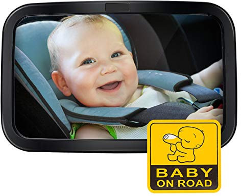 ANSTA Baby Autospiegel, bruchsicherer Rückspiegel, freier Blick breiter konvexer Spiegel, 360° Weitwinkel drehbar, Baby-/Säuglingsspiegel mit einfacher