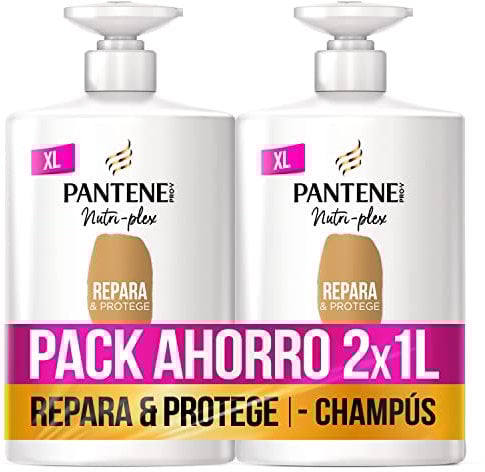 Pantene Champú Pelo Repara Y Protege Nutri Pro-V, Fórmula Pro-V + Antioxidantes, Para Pelo Seco Y Dañado, 2 x 1000 ML