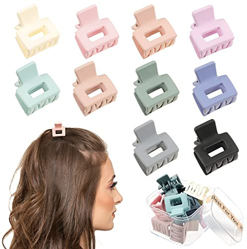 Pinzas pequeñas para el pelo para mujeres y niñas, mini pinzas cuadradas para cabello fino, agarre fuerte, lindo clip de mandíbula antideslizante, accesorios de peinado con caja