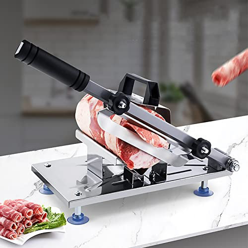Trancheuse, Trancheuse Manuelle, Trancheuse de Viande congelée, Coupeur de Viande, Trancheuse à Jambon, Congelée découpeuse de Rouleau de Mouton de Boeuf, pour la Cuisine à Maison BBQ de Pot Chaud