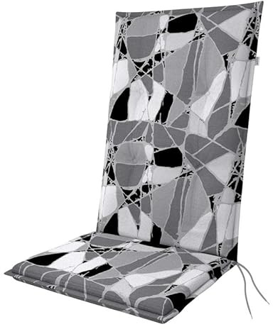 Doppler Auflage Hochlehner Living Scherben Muster I Gartenstuhl-Polster 119x48x6cm aus Baumwolle & Polyester I Sitzauflage weich & bequem I Sitzkissen zum Festbinden an Gartenstuhl