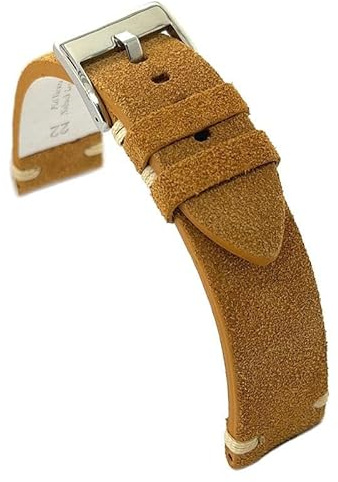 diloy Uhrenarmband wildleder - nubuk handgefertigt Vintage 417 | Handgefertigtes Herrenarmband aus Rindsleder im Retro-Stil. 4 mm stark mit Schnellwechsel oder Werkzeug und Stahlschließe