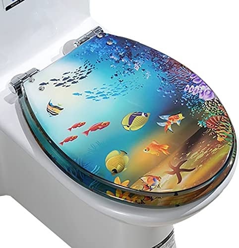 Toilet Seats Soft Close Toilet Seat,Wide Choice of New Toilet Seats,Stable Hinges,Easy to Mount (Romance) (Color : A)