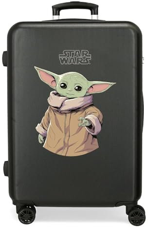 Star wars Grogu Maleta Mediana Negro 48x70x26 cms Rígida ABS Cierre TSA Integrado 81L 3,98 kgs 4 Ruedas Dobles
