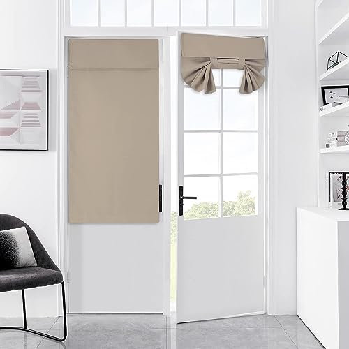 Door Curtains for Door Window, French Door Curtains for Privacy, Easy Installed Tricia Door Panels,Front Door Sidelight Curtain Tie up Shade, Washable Curtain 1 Panel (Mocha, 25 * 40(Inch))