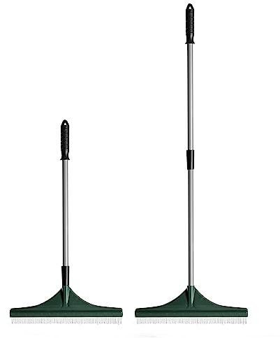 YORKSHIRE HOMEWARE Artificial Grass Brush Turf Rake artificial Lawn Brush Carpet Rake with Adjustable Lightweight Steel Handle Plastic Head with PA Brush Astro Turf Rake