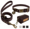 Wisedog Hundehalsband und Leine Set Combo: Einstellbare langlebige Haustier Halsbänder mit Hundeleinen für kleine mittlere große Hunde, enthält einen Bonus von Poop Bag Holder (L, Braun)