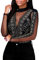 SEBOWEL Damen Sexy Sheer Mesh Oberteile Strass Durchsichtige Langarm Tops Bodycon Bluse T-Shirt Schwarz L