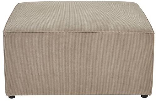 Moderne Ottomane Stoffbezug Cord beige Taupe 1-Sitzer Pouf für Modulsofa Lemvig