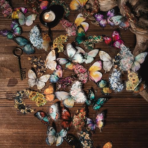 Scrapbook Accessories Stickers Kit,Scrapbooking Supplies Butterfly Journaling Stickers for Adults,Aesthetic Kindle Book Stickers Craft Supplies for Scrapbooking,Laptop(Violet Pink