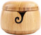 Large Bamboo Yarn Bowl Storage Knitting Bowl Wool Holder with Removable Lid Hole