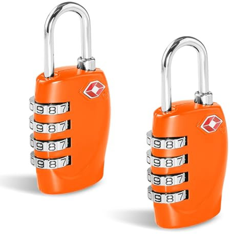 CFMOUR TSA Lot de 2 cadenas à combinaison à 4 chiffres pour valises, valises, valises, sacs et sacs Orange