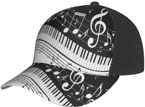 BeNtli Baseballkappe, Sonnenhut, Sportkappe, lässige Papa-Hüte, Trucker-Hüte, verstellbar für Unisex, Klaviertasten mit Musiknoten