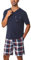 Uniexcosm Ensemble de Pyjama Été Pyjama Homme Coton Court Pyjama Homme Pantalon Manches Courtes Bleu Marine XXL