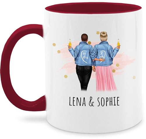 Tasse Tassen 325ml - Freundin - Beste Freundinnen Geschenk Freundinnen Geschenkidee Für 2 Freundinnen Freundschaft - 325 ml - Bordeauxrot - bff geschenke freundschaftsgeschenke partner friend