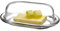Concept4u Glass Butter Dish with Lid, Rectangular, Airtight, Insulated, Cheese & Butter Keeper, Easy to Clean