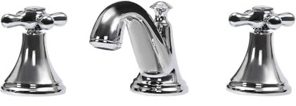 Grifo de baño de 3 orificios, grifos de lavabo 2 asas de agua fría y caliente G1/2 pulgadas, interfaz mezcladora para baño, cocina, ducha, lavabo (plata)