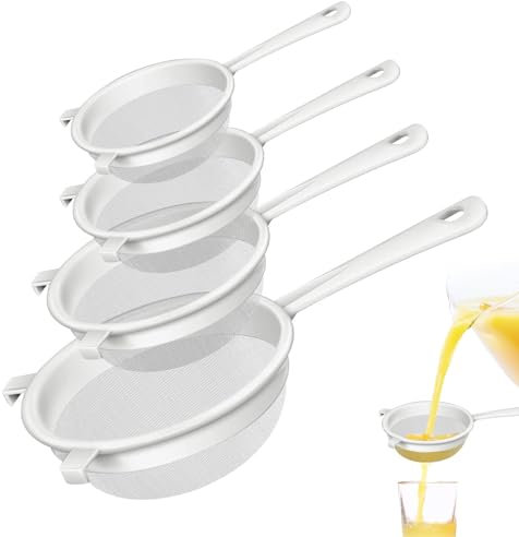 Sieb Plastik -Set 4tlg, Kunststoff-Filterset mit Sieben in 4 Größen - perfekt für Tee, Kaffee, Früchte, Kefir