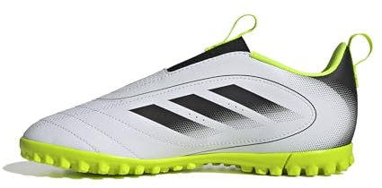 Adidas Unisex-Kids Goletto IX Laceless Turf Soccer, White/Black/Lucid Lemon, 1