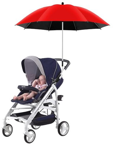 Sombrilla Universal para Silla con Abrazadera Ajustable - Portátil para Playa, Camping, Carrito de Golf, Blanqueador, Patio, Pesca y Fiestas de Barbacoa (Rojo)