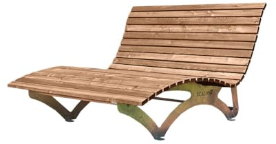 SCALANT Waldsofa Classic mit Auflage + Kissen + Schutzhülle, Thermokiefer, für 2-3 Personen, Sonnenliege, Außenliege, Wellenliege, Relaxliege, Holzliege für den Garten, feuerverzinkt