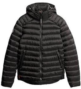 Superdry Herren Fuji Sport Steppjacke mit Kapuze Schwarz XXXL