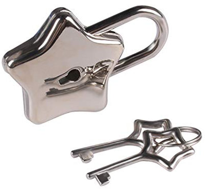 MinnowXY Petit cadenas en métal en forme d'étoile avec clé pour boîte à bijoux, boîte de rangement, journal intime, livre en métal