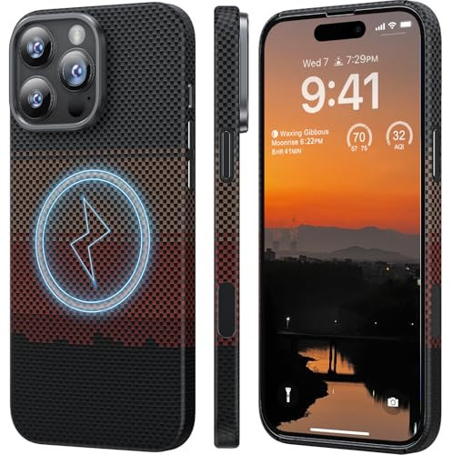 memumi Aramid Fiber Magnetic Case for iPhone 16 Pro Max, [Compatible with Mag-Safe] Sturdy Durable for iPhone 16 Pro Max Aramid Fiber Thin Case, Military Grade Drop Protection