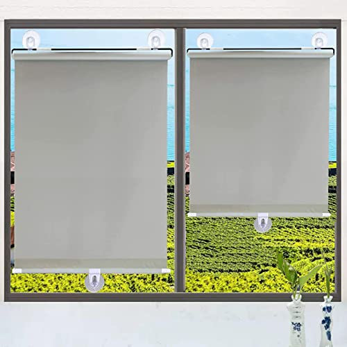 Verdunkelungsrollos, Rollos ohne Bohren, tragbare Balkonvorhänge, Wärmedämmung, temporäre Jalousien(Grey,75x125cm/29x49in)