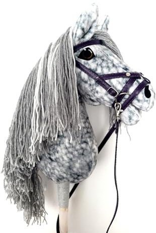 Hobby Horse Hobbypferd groß A3 (Pferd auf einem Stock) komplett mit Geschirr wie auf dem Foto (Silver Run)