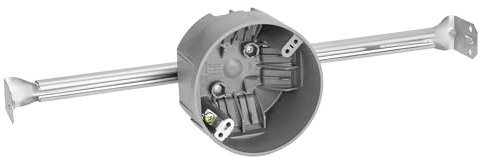 Maxxima 1-Gang 4 Round Junction Box, 20 Cu. in, New Work Electrical Ceiling Box with Adjustable Hanger Bar 14 - 24.5, Fire Rated Zinc-Plated Steel, Ideal for Light Fixtures & Ceiling Fans, 10 Pack