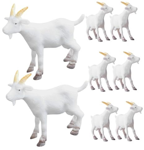 TOBBOMEY 8stücke Ziegenfigur Ziegendekorationen Schönes Ziegenornament Ziegenmodelle Miniaturhandwerk Klein Ziegenskulptur Ziegenmodellierhandwerk Für Dekoration Schreibtisch Terrarium