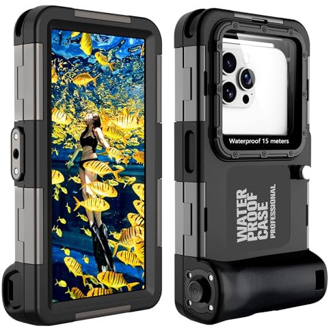 ShellBox wasserdichte Handyhülle Unterwasser Wasserfeste 15m Handy Wasserschutzhülle Handytasche Wasserdicht Schwimmen Baden nur für iPhone 17 Pro 17 Air 16e 16 Pro 16 17 Pro Max 15 Pro 15 Pro max