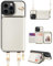 OCASE for iPhone 16 Pro Case, PU Leather Crossbody Zipper Wallet Case with Wrist Strap Lanyard, Kickstand, RFID Blocking Card Slots, Shockproof Phone Cover for 6.3 Inch iPhone 16 Pro, White