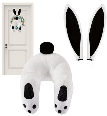 Osterhasen Hintern Mit Ohren, 3 Stück Hasen-Hintern-Kranzs-Set, Hasen-Hintern Und Ohren Für Kranzs, Osterkranz Mit Hasen, Für Frühlingsferien-Osterdekoration