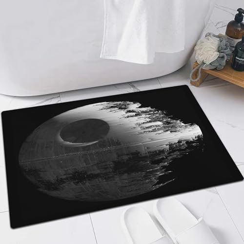 FSDGY Non-slip Barrier Mats Door Mat, Super Absorbent Entrance Rug Machine Washable Soft Floor Mat Carpet,War Death Star Black Gray,16x24in