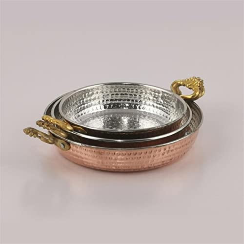 ZATTYDV Eier Kochen, Omelett, Kupferpfanne, traditionelle türkische Pfanne, Truthahn Kochen, Fritteuse, Topf, Messinggriffe