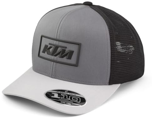 KTM Outline Trucker Cap, graues und schwarzes Netzgewebe, Snapback verstellbar, Flexfit 110, schwarz / grau, Einheitsgröße
