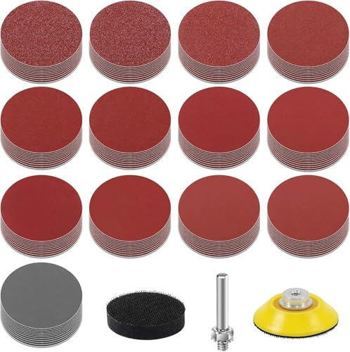 133 Stück Schleifscheiben Pad Kit Schleifteller 50mm Klett, Körnung 80,100,120,150,240,320,400,600,800,1000,1200,2000,3000, Schleifaufsatz für Akkuschrauber Bohrmaschine für Poliert Auto Metall Holz