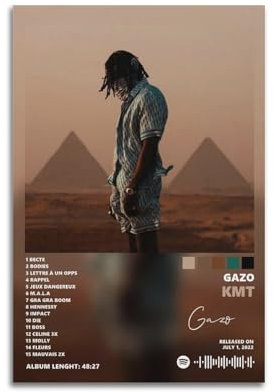 QWQEUTY GAZO Album KMT Tracklist-Poster, ästhetische Wandkunst, Leinwand, Vintage-Poster, dekoratives Gemälde, Wohnzimmer, Schlafzimmer, Dekoration, 50 x 75 cm, ungerahmter Stil